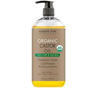 MAJESTIC PURE USDA Organic Castor Oil | Hexane Free & 100% Pure | Cold Pressed | Stimulate Growth for Hair, Eyelashes, Eyebrows, Nails | Moisturizing & Nourishing | Body, Hair & Carrier Oil | 16fl oz