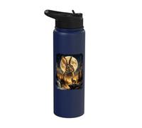 Majestic Rabbit Howling The Moon Bunny Parody Meme Graphic Stainless Steel Insulated Water Bottle
