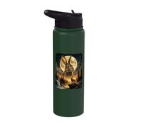 Majestic Rabbit Howling The Moon Bunny Parody Meme Graphic Stainless Steel Insulated Water Bottle