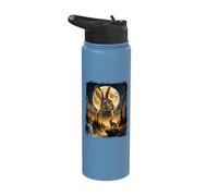Majestic Rabbit Howling The Moon Bunny Parody Meme Graphic Stainless Steel Insulated Water Bottle
