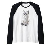 Majestic Ragdoll Cat Blue Eyes Feline Art Raglan Baseball Tee