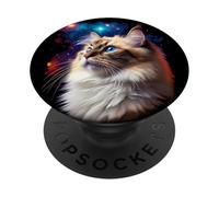 Majestic Ragdoll Cat in Space - Kids & Adult Kitten PopSockets Adhesive PopGrip
