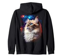 Majestic Ragdoll Cat in Space - Kids & Adult Kitten Zip Hoodie