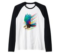Majestic Rainbow Winged Bald Eagle in Flight Raglan Baseball Tee