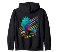 Majestic Rainbow Winged Bald Eagle in Flight Zip Hoodie