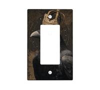 Majestic Raven Light Switch Cover Plates/Outlet Covers, Black Bird with Gold Royal Design, Elegant Wall Decor for Home Accents, Thermoplastic, Standard Size Single Rocker