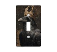 Majestic Raven Light Switch Cover Plates/Outlet Covers, Black Bird with Gold Royal Design, Elegant Wall Decor for Home Accents, Thermoplastic, Standard Size Toggle Duplex