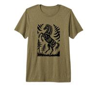 Majestic Rearing Horse in Forest Vintage Engraving Artwork Premium T-Shirt