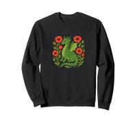Majestic Red Dragon with Bright Poppy Flower Fantasy Design Sweatshirt