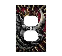 Majestic Rhino Light Switch Cover Plate/Outlet Covers, Bold Black Wildlife Theme for Home Decor, Thermoplastic Wall Plates, Standard Size Single Duplex Outlet