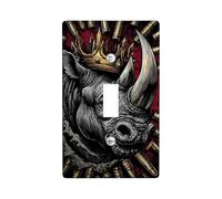 Majestic Rhino Light Switch Cover Plate/Outlet Covers, Bold Black Wildlife Theme for Home Decor, Thermoplastic Wall Plates, Standard Size Single Toggle
