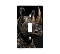 Majestic Rhino Light Switch Cover Plate/Outlet Covers, Elegant Black Animal Design for Home Decor, Thermoplastic Wall Plates, Standard Size Single Toggle