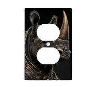 Majestic Rhino Light Switch Cover Plate/Outlet Covers, Elegant Black Animal Design for Home Decor, Thermoplastic Wall Plates, Standard Size Single Duplex Outlet
