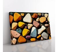 Majestic River Pebbles Canvas Wall Art Print Ready to Hang, Framed Picture for Living Room Bedroom Home Office Décor, 76x50 cm (30x20 Inch)