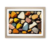 Majestic River Pebbles Framed Wall Art Print A2 Oak