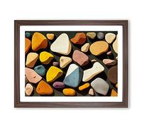Majestic River Pebbles H1022 Framed Print for Living Room Bedroom Home Office Décor, Wall Art Picture Ready to Hang, Walnut A4 Frame (34 x 25 cm)