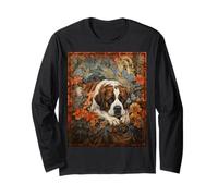 Majestic Saint Bernard Dog Floral Art Long Sleeve T-Shirt