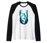 Majestic Shark Diver Marine Life Exploration Raglan Baseball Tee