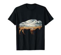 Majestic Silhouette with Mountain River Landscape Art T-Shirt