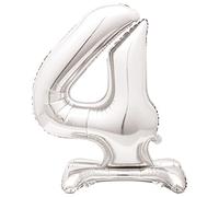 Majestic Silver 4 - Shaped Foil Balloon (76cm) - Elegant & Standalone Party Decor- Perfect for Milestone Celebrations - 1 Pc