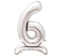 Majestic Silver 6 - Shaped Foil Balloon (76cm) - Elegant & Standalone Party Decor- Perfect for Milestone Celebrations - 1 Pc