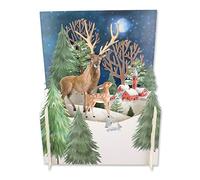 Majestic Snowy Stag & Fawn 3D Pop Up Christmas Greeting Card by Alljoy Cards XPOP023