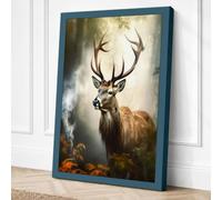 Majestic Stag in Mist Canvas Wall Art Print 18x12 Inch