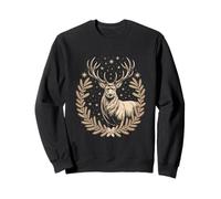 Majestic Stag Laurel Wreath Celestial Stars Woodland Deer Sweatshirt