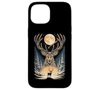 Majestic Stag Winter Forest Moon Case for iPhone 15