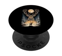 Majestic Stag Winter Forest Moon PopSockets Adhesive PopGrip