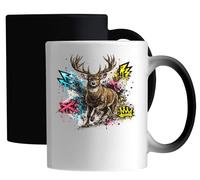 Majestic Stag with Vibrant Graffiti Ceramic Magic Mug White