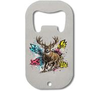 Majestic Stag with Vibrant Graffiti Stainless Steel Bottle Opener Silver