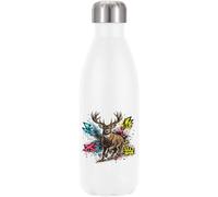 Majestic Stag with Vibrant Graffiti Vacuum Insulated Thermal Water Bottle White