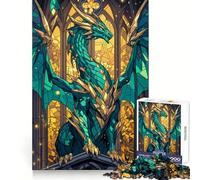 Majestic Stained Dragon 1000 Pieces Puzzles for Teenagers Serene Game Smooth Joint Pattern Build (38x26cm)