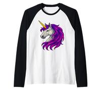 Majestic Stained Glass Unicorn Fantasy Artwork Raglan Baseball Tee