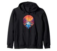 Majestic Sunset Over River Zip Hoodie