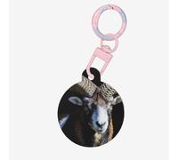 Majestic Tan Ram Print Round Acrylic Pet Tag, Dog Neck Pendant Tags for Pets Circular Dog Cat Collar Name Tags