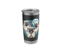 Majestic Three Pug Moon Retro Cosmic Galaxy Dog Stainless Steel Insulated Tumbler