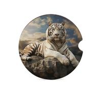 Majestic Tiger 1PCS Car Coasters Absorbent Drink Coasters with A Finger Universal Wood Coffee Coaster for Cup Holders Non-Slip Car Cup Holder Coaster Cute Drink Mat Car Accessories for Women Men