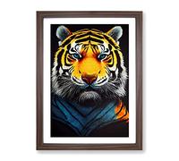 Majestic Tiger Framed Wall Art Print A2 Walnut
