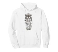 Majestic Tiger: Kids & Adults Safari Wild Animal Staff White Pullover Hoodie