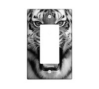 Majestic Tiger Light Switch Cover Plates/Outlet Covers, Black White Animal Print for Wildlife Lovers, Thermoplastic Standard Size Single Rocker