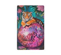 Majestic Tiger On Pink Disco Ball Single Toggle Blank Wall Plate Light Switch Cover Decorative 1 Gang for Kitchen Room Bathroom Size 11.4x7cm