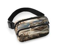 Majestic Tiger Resting on A Rock Fanny Pack Belt Bag with Adjustable Strap Fashion Waist Bag for Outdoor Sports Hiking, white, 20x13cm, Full Printed Waist Bag