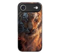 Majestic Tiger with Flames Phone Case Compatible with iPhone 17 Air | Suitable for 17 Series Glass Back Stylish Printing Protective Shell