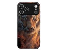 Majestic Tiger with Flames Phone Case Compatible with iPhone 17 Pro Max | Suitable for 17 Series Glass Back Stylish Printing Protective Shell
