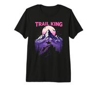 Majestic Trail King Mountain Scene with Rider and Moon Premium T-Shirt