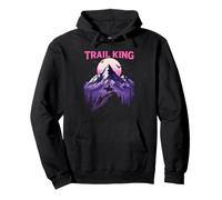 Majestic TRAIL KING Mountain Scene with Rider and Moon Pullover Hoodie