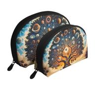 Majestic Tree of Life Printed Makeup Bags 2-Piece Portable Shell Travel Toiletry Bag