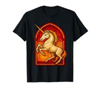 Majestic Unicorn Artwork Stained Glass Fantasy Design Mythic T-Shirt